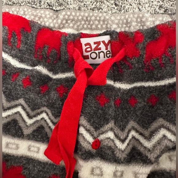 Lazy One Mens Fleece Pajama Bottoms - Red and Gray - Picture 8 of 9